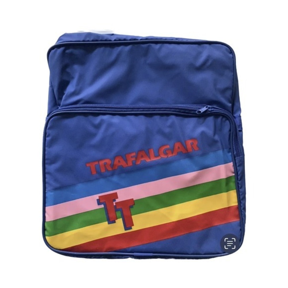 Vtg Trafalgar Tours Europe Nylon Rainbow Messenger Shoulder Bag 80s rainbow Rave